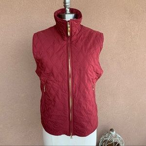 Vintage Postcard Red Quilted Vest